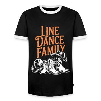 Line Dance Family Dad Mom Kids - Men's Ringer Shirt - black/white - Front - AI Model Female 172 light (172cm) & AI Model Male 178 light (178cm)