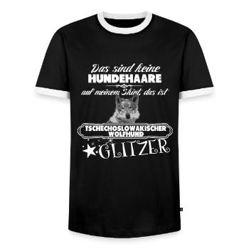 TSCHECHOSLOWAKISCHER WOLFHUND GLITZER - Männer Kontrast-T-Shirt - Schwarz/Weiß - Vorne - AI Model Female 172 light (172cm) & AI Model Male 178 light (178cm)