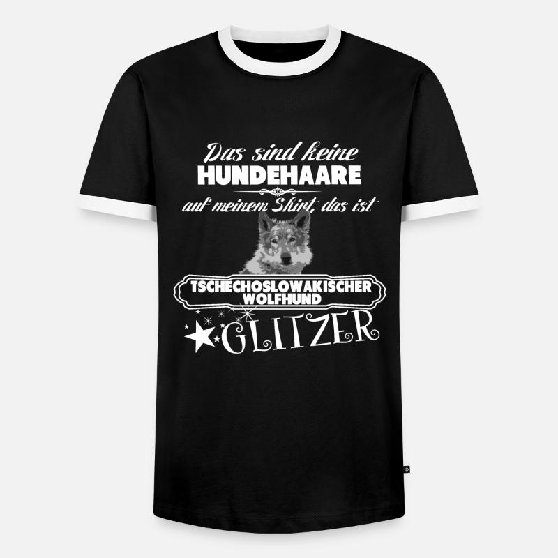 TSCHECHOSLOWAKISCHER WOLFHUND GLITZER - Männer Kontrast-T-Shirt - Schwarz/Weiß