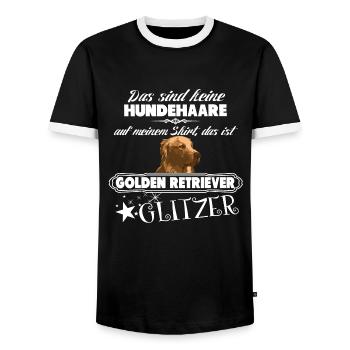 GOLDEN RETRIEVER GLITZER - Männer Kontrast-T-Shirt - Schwarz/Weiß - Vorne - AI Model Female 172 light (172cm) & AI Model Male 178 light (178cm)