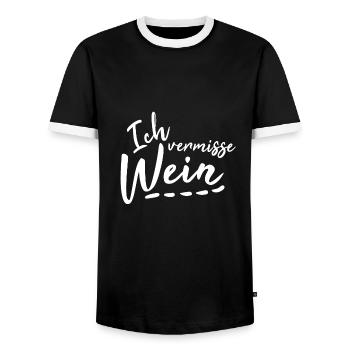 Ich vermisse Wein - Männer Kontrast-T-Shirt - Schwarz/Weiß - Vorne - AI Model Female 172 light (172cm) & AI Model Male 178 light (178cm)