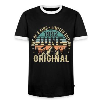 Legendär Seit Juni 1992 Geburtstag Geschenk 1992 - Männer Kontrast-T-Shirt - Schwarz/Weiß - Vorne - AI Model Female 172 light (172cm) & AI Model Male 178 light (178cm)