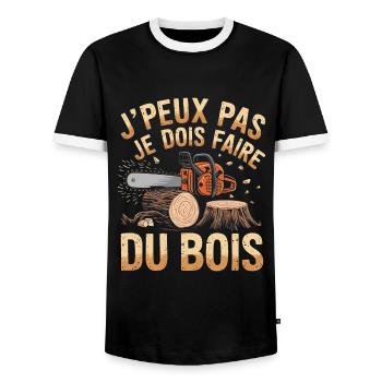 Je Peux Pas Je Dois Faire Du Bois - T-shirt contrasté Homme - noir/blanc - Devant - AI Model Female 172 light (172cm) & AI Model Male 178 light (178cm)