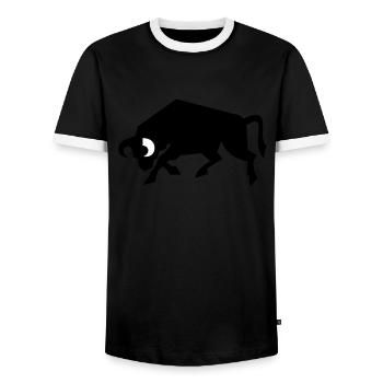 bull_2 - Männer Kontrast-T-Shirt - Schwarz/Weiß - Vorne - AI Model Female 172 light (172cm) & AI Model Male 178 light (178cm)