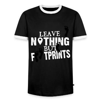 Geocaching: leave nothing but footprints - Männer Kontrast-T-Shirt - Schwarz/Weiß - Vorne - AI Model Female 172 light (172cm) & AI Model Male 178 light (178cm)