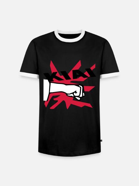 karaté kiai - T-shirt contrasté Homme - noir/blanc