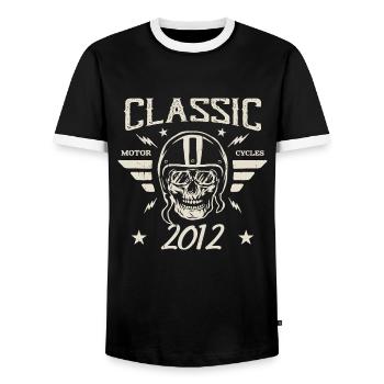 Klassisches Geburtstagsgeschenk im Jahr 2012 - Männer Kontrast-T-Shirt - Schwarz/Weiß - Vorne - AI Model Female 172 light (172cm) & AI Model Male 178 light (178cm)