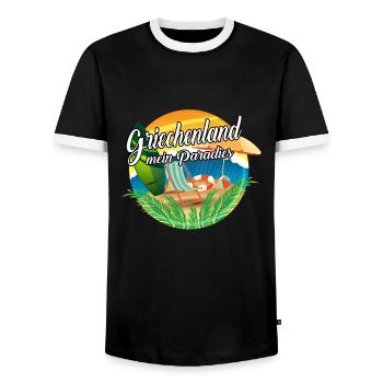 Griechenland - Mein Paradies - Männer Kontrast-T-Shirt - Schwarz/Weiß - Vorne - AI Model Female 172 light (172cm) & AI Model Male 178 light (178cm)