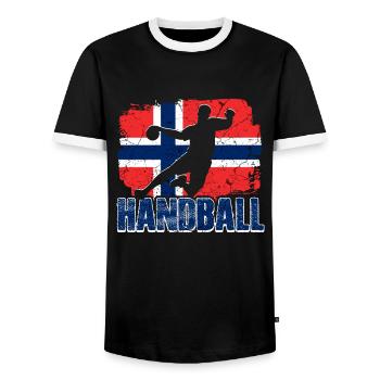 Handball Norvège - T-shirt contrasté Homme - noir/blanc - Devant - AI Model Female 172 light (172cm) & AI Model Male 178 light (178cm)