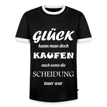 Glück kann man doch kaufen Scheidung glücklich Ehe - Männer Kontrast-T-Shirt - Schwarz/Weiß - Vorne - AI Model Female 172 light (172cm) & AI Model Male 178 light (178cm)