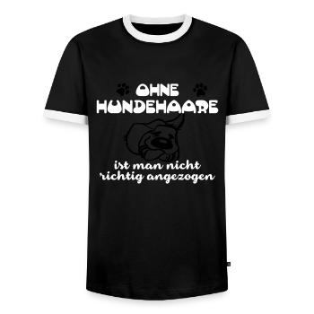Ohne Hundehaare ist man nicht richtig angezogen - Männer Kontrast-T-Shirt - Schwarz/Weiß - Vorne - AI Model Female 172 light (172cm) & AI Model Male 178 light (178cm)
