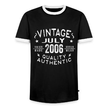 Juillet 2006 Anniversaire en 2006 - T-shirt contrasté Homme - noir/blanc - Devant - AI Model Female 172 light (172cm) & AI Model Male 178 light (178cm)