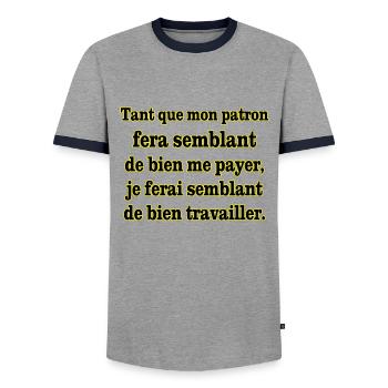 Arbeit zu tun - Männer Kontrast-T-Shirt - Grau/Navy  - Vorne - AI Model Female 172 light (172cm) & AI Model Male 178 light (178cm)