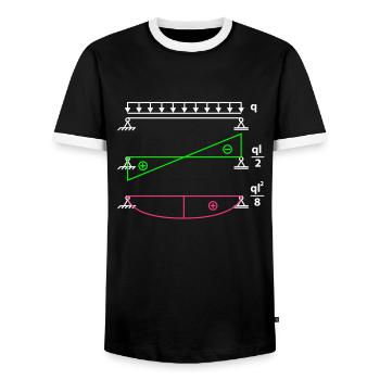 Simply supported beams - (q times square l) eighth - Men's Ringer Shirt - black/white - Front - AI Model Female 172 light (172cm) & AI Model Male 178 light (178cm)