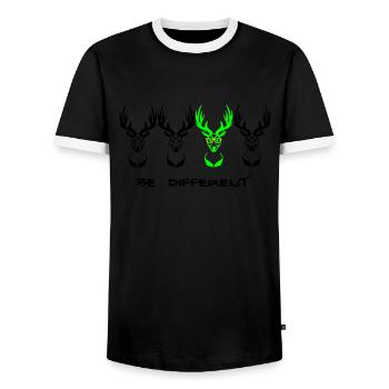 Be different! Deer Nerd Geek 3c - Men's Ringer Shirt - black/white - Front - AI Model Female 172 light (172cm) & AI Model Male 178 light (178cm)