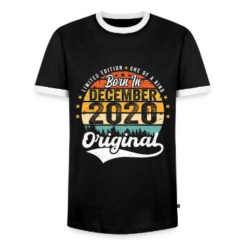 Original Dezember 2020 Jahrgang Geburtstag 2020 - Männer Kontrast-T-Shirt - Schwarz/Weiß - Vorne - AI Model Female 172 light (172cm) & AI Model Male 178 light (178cm)