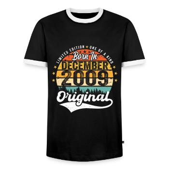 Original Décembre 2009 Vintage Anniversaire 2009 - T-shirt contrasté Homme - noir/blanc - Devant - AI Model Female 172 light (172cm) & AI Model Male 178 light (178cm)