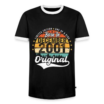 Original décembre 2001 Vintage anniversaire 2001 - T-shirt contrasté Homme - noir/blanc - Devant - AI Model Female 172 light (172cm) & AI Model Male 178 light (178cm)