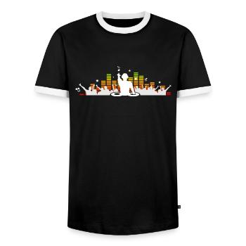 Menschen - DJ Konzert Festival - Männer Kontrast-T-Shirt - Schwarz/Weiß - Vorne - AI Model Female 172 light (172cm) & AI Model Male 178 light (178cm)