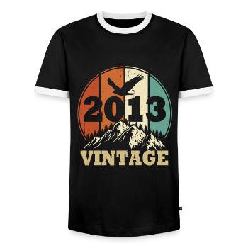 Jahrgang 2013 - Männer Kontrast-T-Shirt - Schwarz/Weiß - Vorne - AI Model Female 172 light (172cm) & AI Model Male 178 light (178cm)