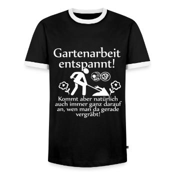 Gartenarbeit entspannt ... - Männer Kontrast-T-Shirt - Schwarz/Weiß - Vorne - AI Model Female 172 light (172cm) & AI Model Male 178 light (178cm)