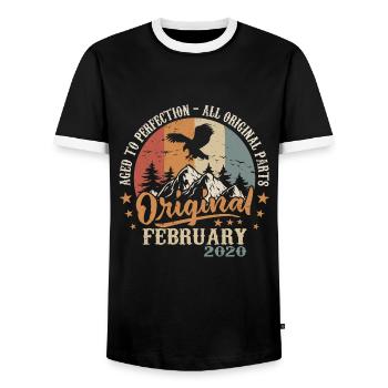 Février 2020 - Né en février 2020 - T-shirt contrasté Homme - noir/blanc - Devant - AI Model Female 172 light (172cm) & AI Model Male 178 light (178cm)