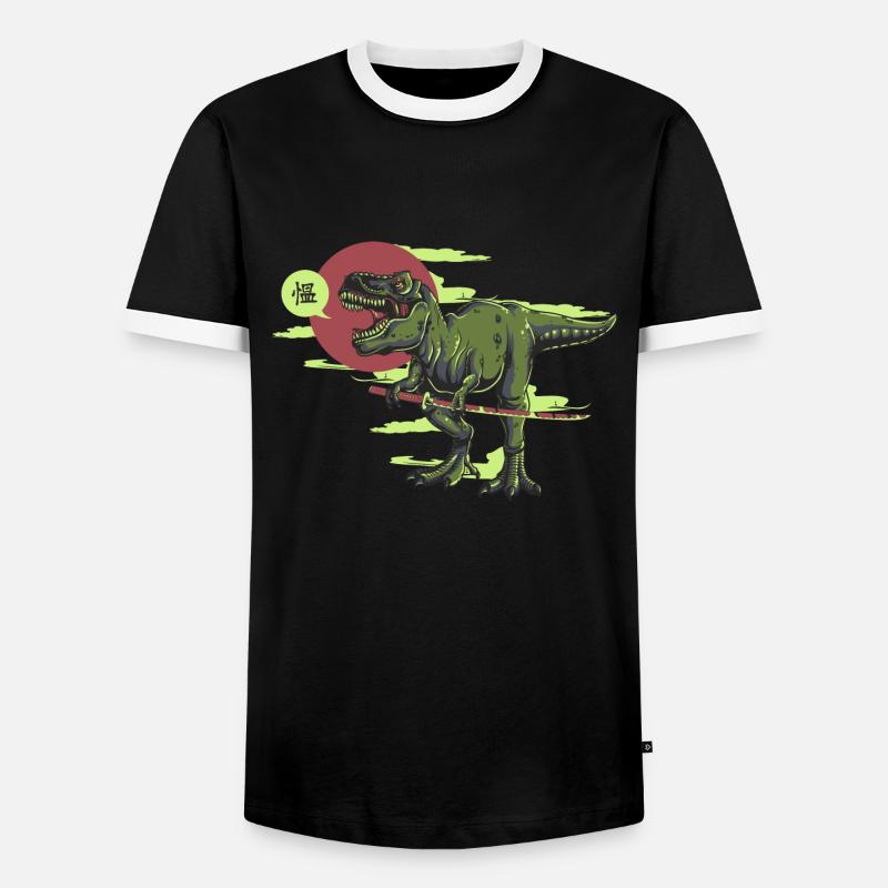 Samurai Rex Dinosaurier - Männer Kontrast-T-Shirt - Schwarz/Weiß