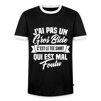 J'ai Pas Un Gros Bide - T-shirt contrasté Homme - noir/blanc - Devant - AI Model Female 172 light (172cm) & AI Model Male 178 light (178cm)