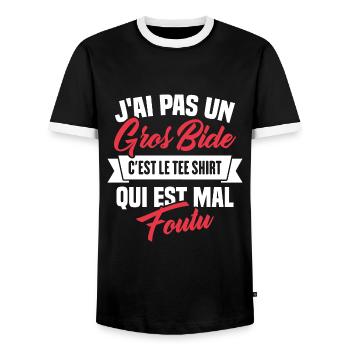 J'ai Pas Un Gros Bide - T-shirt contrasté Homme - noir/blanc - Devant - AI Model Female 172 light (172cm) & AI Model Male 178 light (178cm)