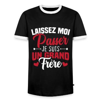 Laissez moi passer je suis un grand frère - T-shirt contrasté Homme - noir/blanc - Devant - AI Model Female 172 light (172cm) & AI Model Male 178 light (178cm)