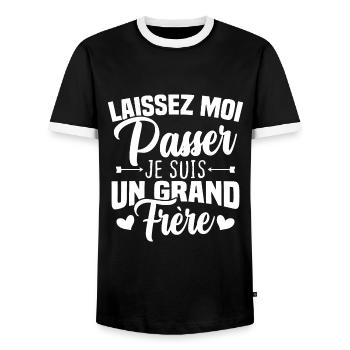 Laissez moi passer je suis un grand frère - T-shirt contrasté Homme - noir/blanc - Devant - AI Model Female 172 light (172cm) & AI Model Male 178 light (178cm)
