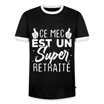 Ce mec est un super retraité - T-shirt contrasté Homme - noir/blanc - Devant - AI Model Female 172 light (172cm) & AI Model Male 178 light (178cm)