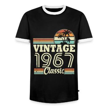 Vintage 1967 Classic, Cadeau D'anniversaire 56 Ans - T-shirt contrasté Homme - noir/blanc - Devant - AI Model Female 172 light (172cm) & AI Model Male 178 light (178cm)