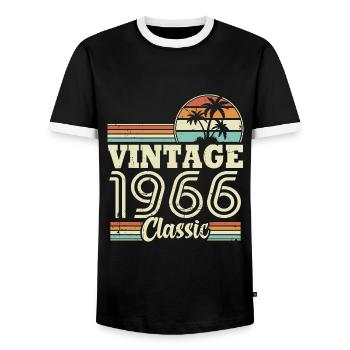 Vintage 1966 Classic, Cadeau D'anniversaire 57 Ans - T-shirt contrasté Homme - noir/blanc - Devant - AI Model Female 172 light (172cm) & AI Model Male 178 light (178cm)