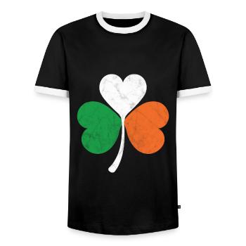 Kleeblatt mit irischer Flagge - Männer Kontrast-T-Shirt - Schwarz/Weiß - Vorne - AI Model Female 172 light (172cm) & AI Model Male 178 light (178cm)