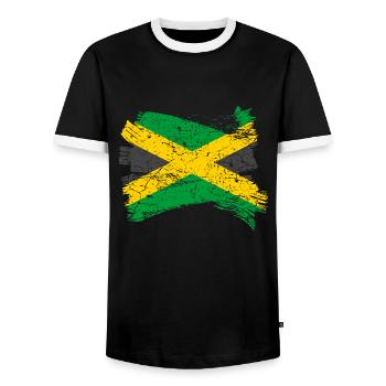 Drapeau de la Jamaïque - T-shirt contrasté Homme - noir/blanc - Devant - AI Model Female 172 light (172cm) & AI Model Male 178 light (178cm)
