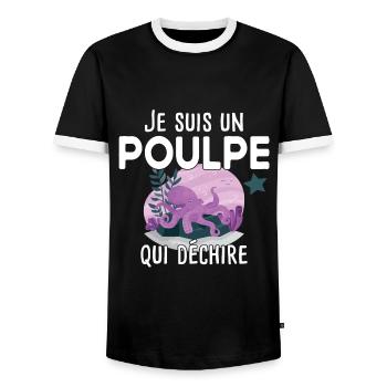 Poulpe mer crustacé touriste cadeau humour - T-shirt contrasté Homme - noir/blanc - Devant - AI Model Female 172 light (172cm) & AI Model Male 178 light (178cm)