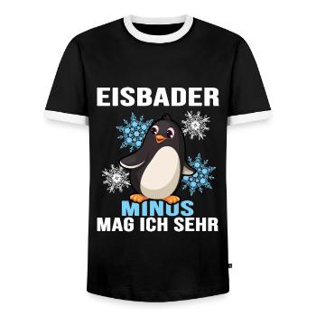 eisbader winterbader eisloch - Männer Kontrast-T-Shirt - Schwarz/Weiß - Vorne - AI Model Female 172 light (172cm) & AI Model Male 178 light (178cm)