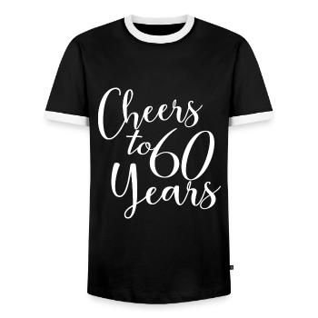 Cheers To 60 Years 60th Birthday Anniversary - Men's Ringer Shirt - black/white - Front - AI Model Female 172 light (172cm) & AI Model Male 178 light (178cm)