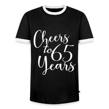 Vive 65 ans 65e anniversaire - T-shirt contrasté Homme - noir/blanc - Devant - AI Model Female 172 light (172cm) & AI Model Male 178 light (178cm)