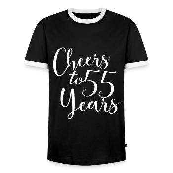 Cheers To 55 Years 55th Birthday Anniversary - Men's Ringer Shirt - black/white - Front - AI Model Female 172 light (172cm) & AI Model Male 178 light (178cm)