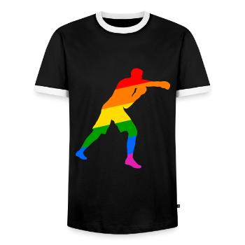 Boxer LGBT Ally - Men's Ringer Shirt - black/white - Front - AI Model Female 172 light (172cm) & AI Model Male 178 light (178cm)