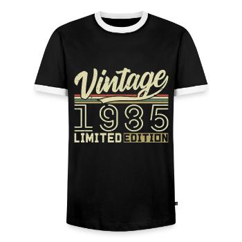 Legend since 1985 Born 1985 Birthday 39 years - Men's Ringer Shirt - black/white - Front - AI Model Female 172 light (172cm) & AI Model Male 178 light (178cm)