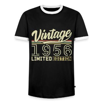 Legend since 1956 Born 1956 Birthday 68 years - Men's Ringer Shirt - black/white - Front - AI Model Female 172 light (172cm) & AI Model Male 178 light (178cm)