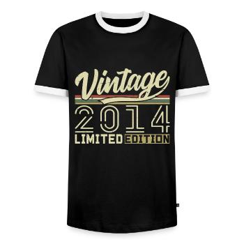Legend since 2014 Born 2014 Birthday 10 years - Men's Ringer Shirt - black/white - Front - AI Model Female 172 light (172cm) & AI Model Male 178 light (178cm)