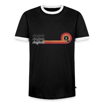 Skylab - America's Space Station (Orange stripe) - Men's Ringer Shirt - black/white - Front - AI Model Female 172 light (172cm) & AI Model Male 178 light (178cm)