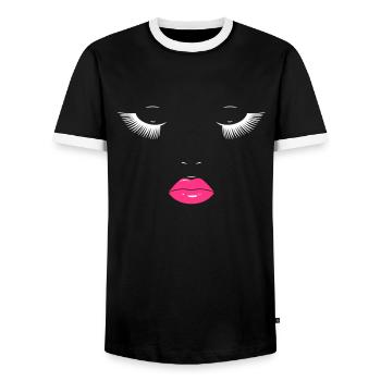 Beauty Face - T-shirt contrasté Homme - noir/blanc - Devant - AI Model Female 172 light (172cm) & AI Model Male 178 light (178cm)
