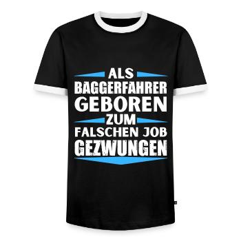 Excavator driver landed in the wrong job - Men's Ringer Shirt - black/white - Front - AI Model Female 172 light (172cm) & AI Model Male 178 light (178cm)