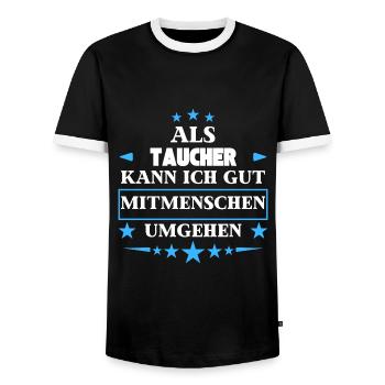 Als Taucher Mitmenschen Umgehen. - Männer Kontrast-T-Shirt - Schwarz/Weiß - Vorne - AI Model Female 172 light (172cm) & AI Model Male 178 light (178cm)