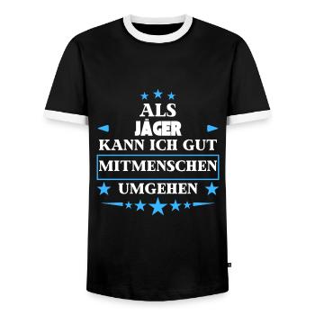 En tant que chasseurs, ils contournent les autres êtres humains. - T-shirt contrasté Homme - noir/blanc - Devant - AI Model Female 172 light (172cm) & AI Model Male 178 light (178cm)